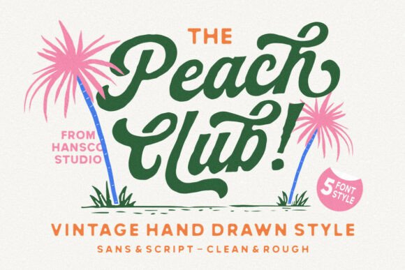 Peach Club: A Hand-Drawn Script & Sans Serif Font Duo
